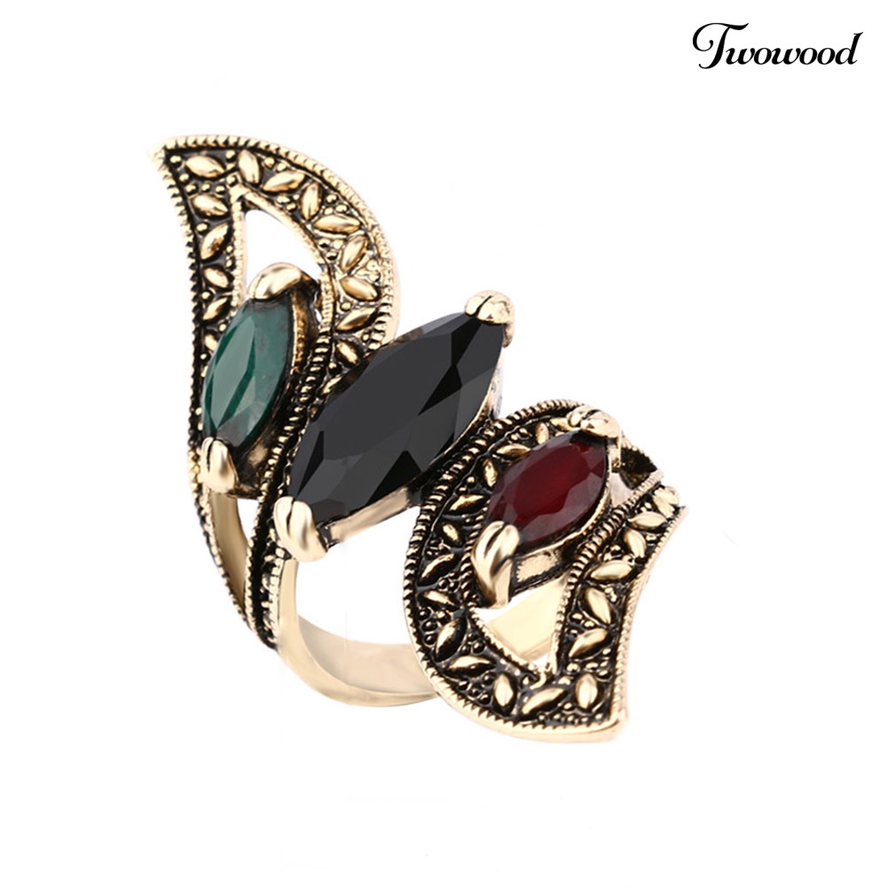 Cincin Knuckle Midi Model Hollow Bahan Resin Warna-Warni Gaya Turki Vintage Untuk Wanita