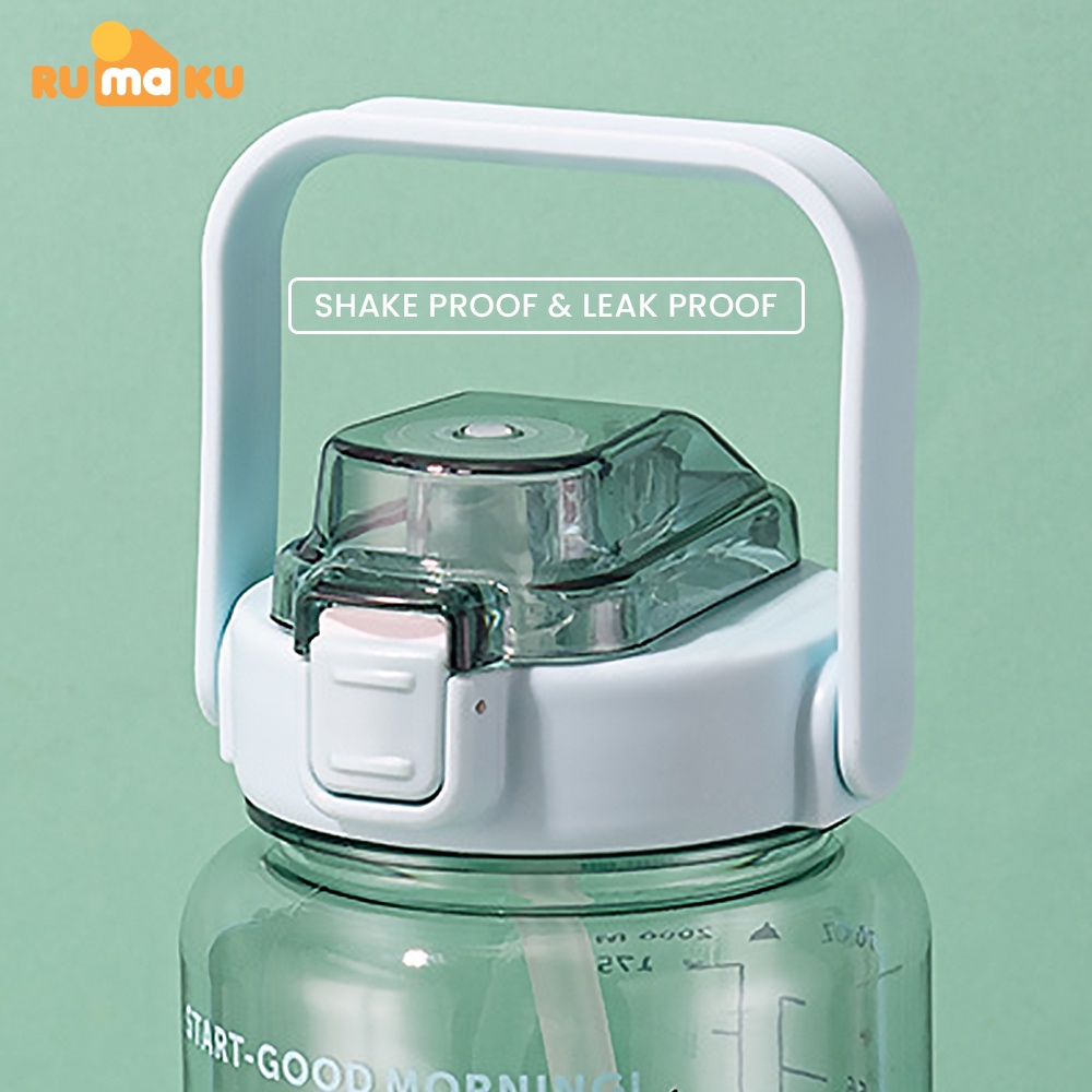 Rumaku Botol Minum Motivasi 2 Liter Bening BPA FREE Gratis Stiker