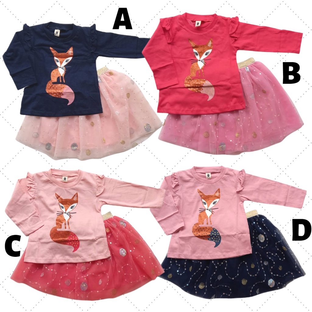 Setelan Rok Bling Fox 6-18Bulan /Baju Anak Perempuan Fashion / Kondangan Baby Kids Bestseller Petite