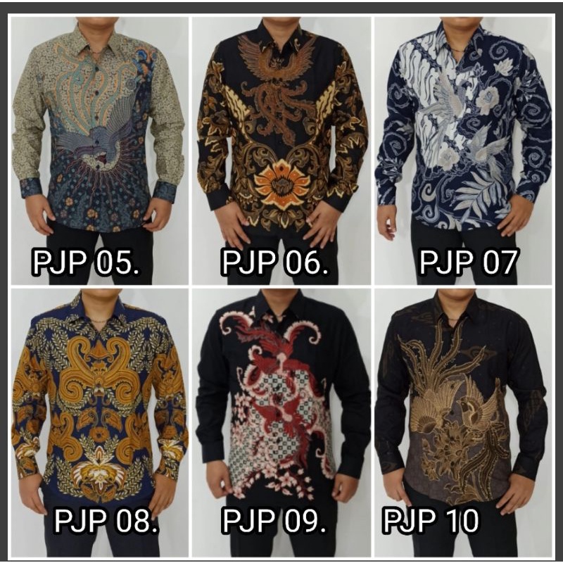 P1 Batik Pola Panjang Slim PREMIUM Hem Pria Baju Katun Slimfit