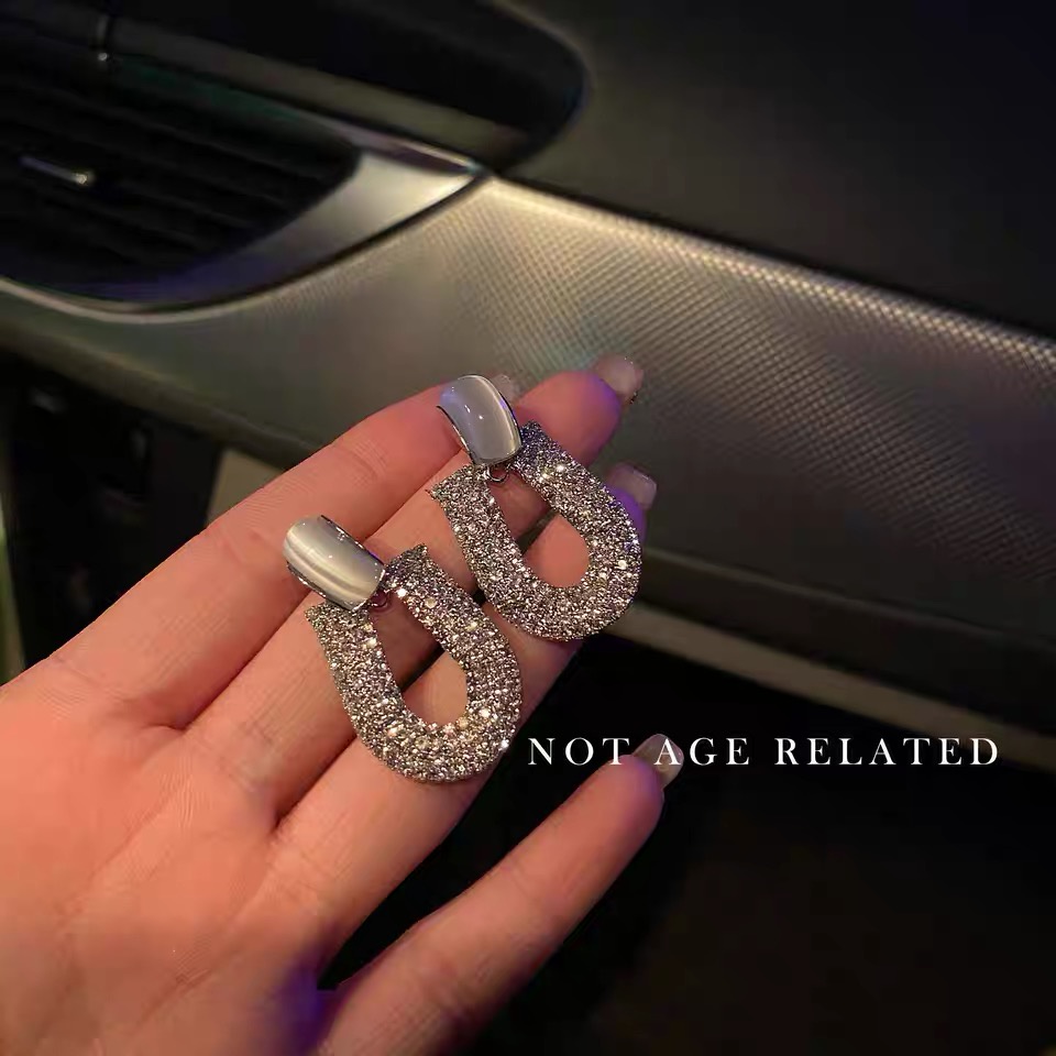 Anting 925 Silver Needle Bentuk Geometris Aksen Berlian Gaya Jepang Korea