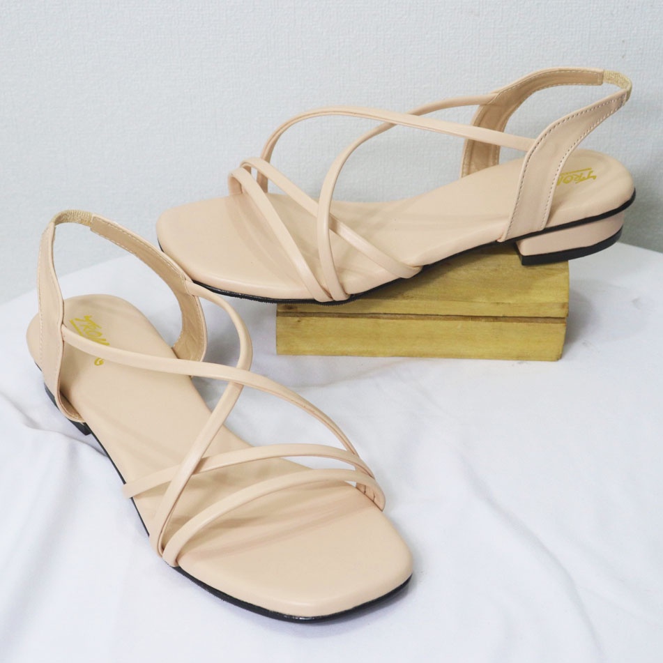 Heels Tali Wanita 3cm Terbaru Sandal Heels Kasual Patris Big Size 42 43