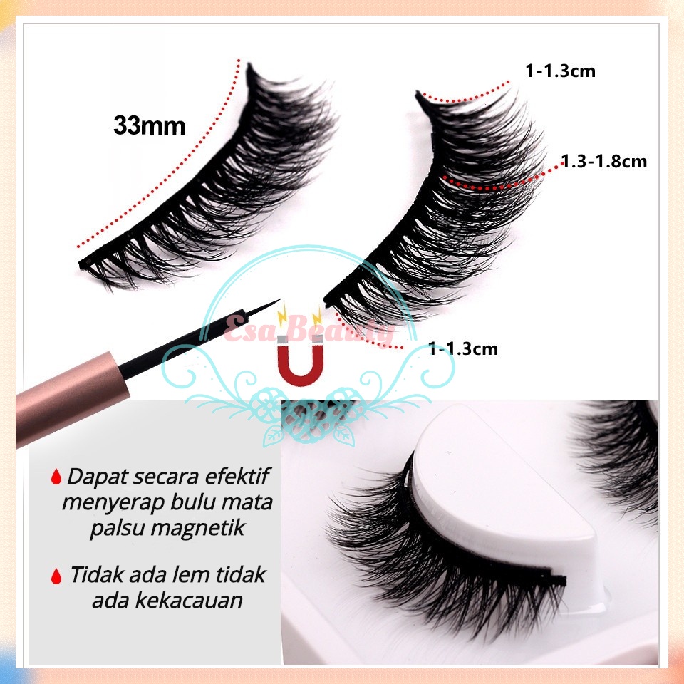 COCO Bulu Mata Magnetik Natural False Eyelashes Bulu Mata Eyelash Magnet Tanpa Lem Eyelash Extension Bulu Mata Palsu Natural Penjepit Bulu Mata Magnetic