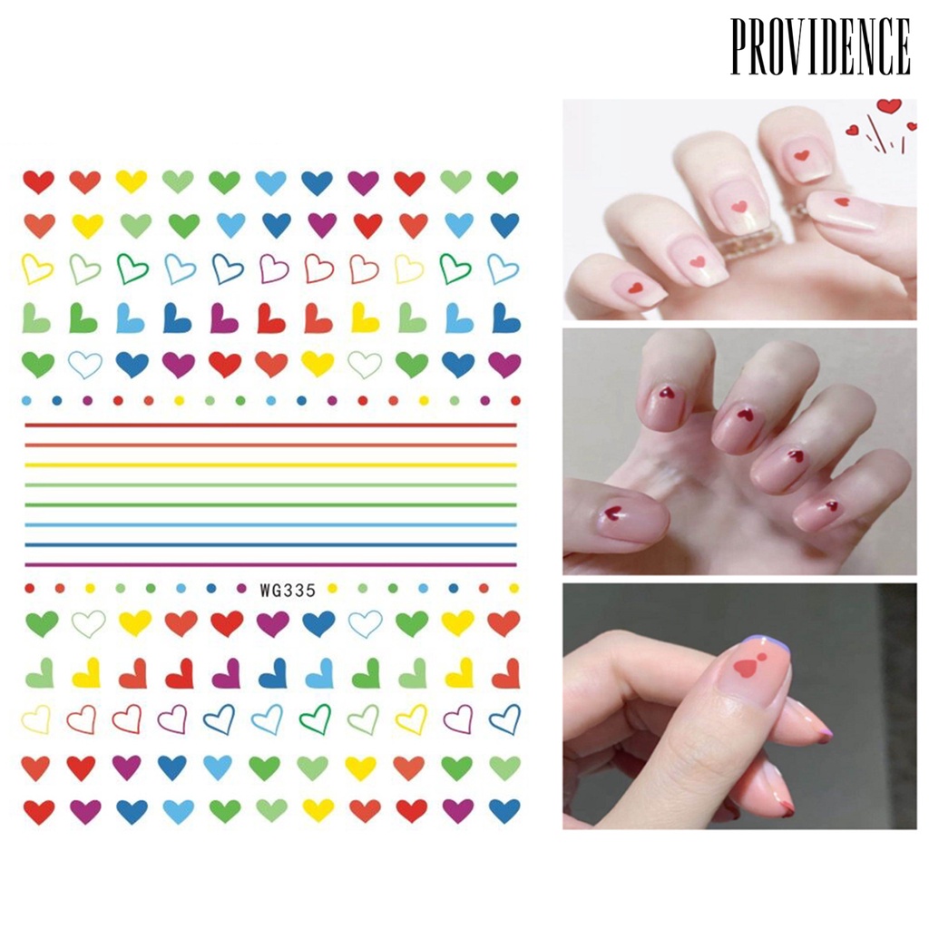 Stiker Perekat Kuku Desain Hati Bibir Merah Warna-Warni Dapat Dilepas Untuk Salon