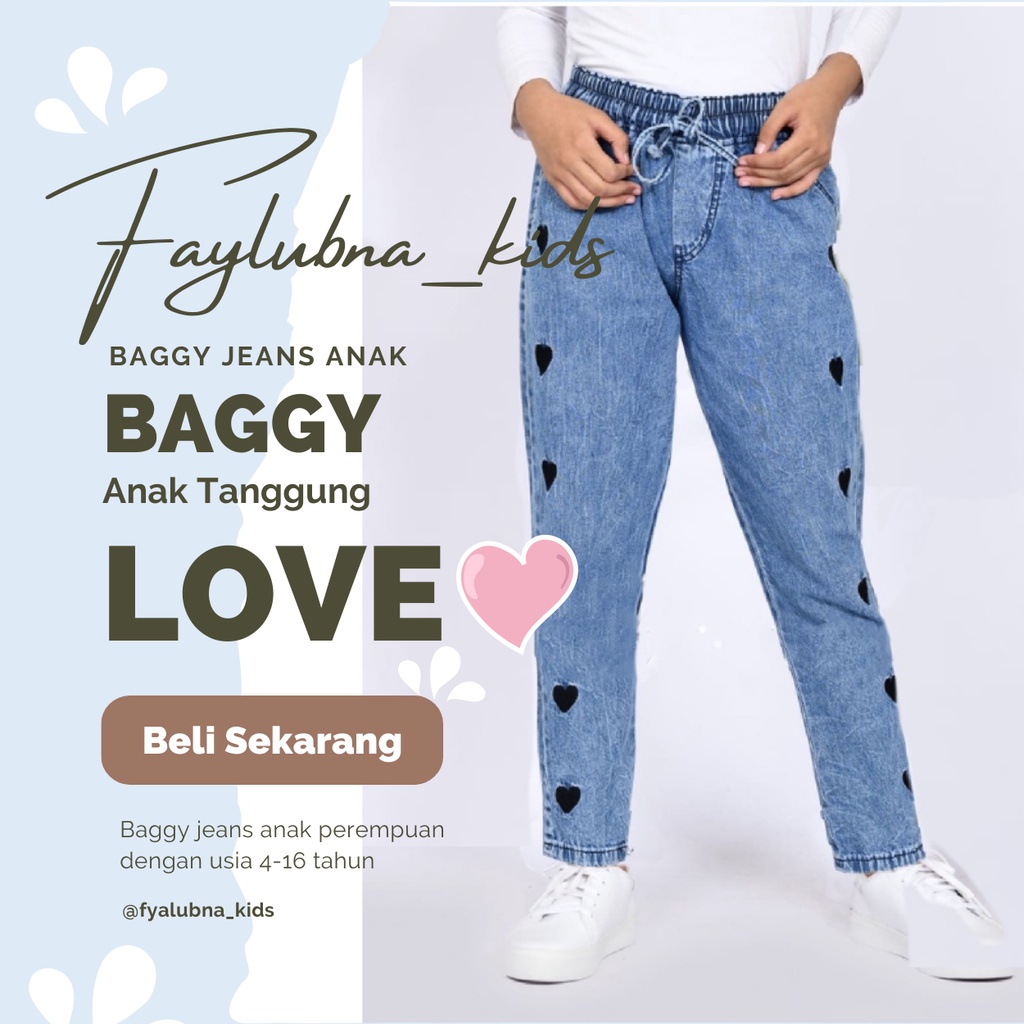 BAGGY PANTS ANAK JEANS 4-16 TAHUN /CELANA JEANS / CELANA JEANS ANAK PEREMPUAN / BAGGY ANAK JEANS /JEANS BAGGY ANAK PEREMPUAN