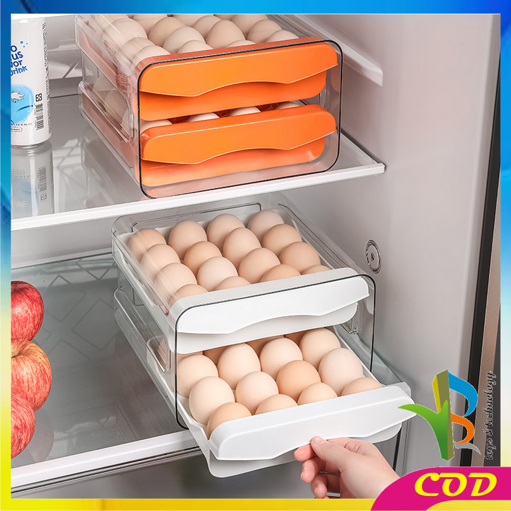 RB-C410 Tempat Telur 2 Tingkat Egg Storage Box Organizer / Rak Telur 2 Susun Kotak Telur / Box Penyimpanan Telor Rak Serbaguna