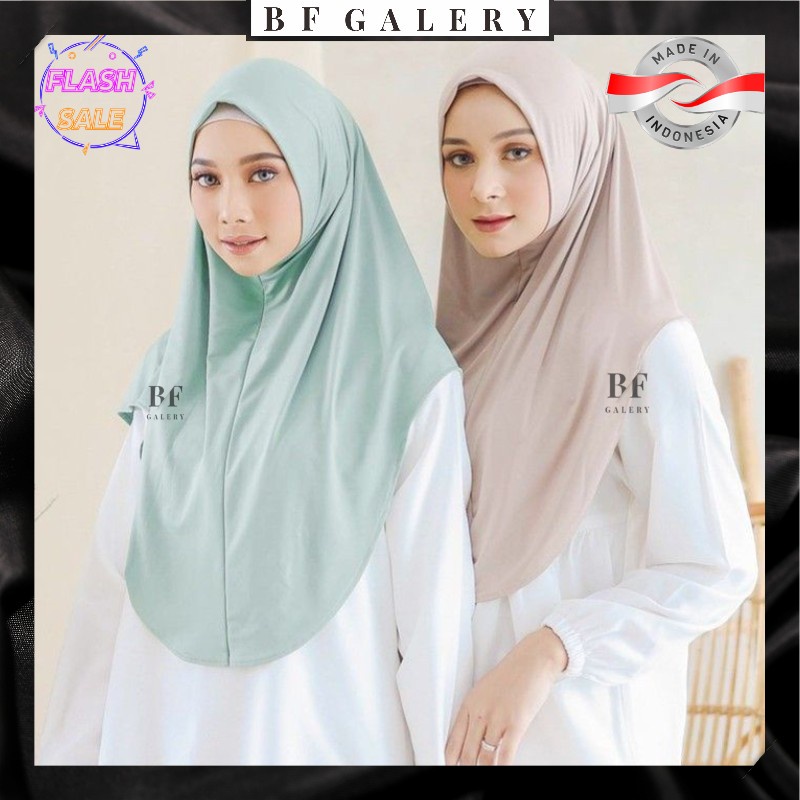 (NEW) BFJ046 Jilbab Bergo Hamidah Jersey Non Pet / Hijab Instan Jersey / Hijab Sport / Kerudung Instan Jersey Dewasa