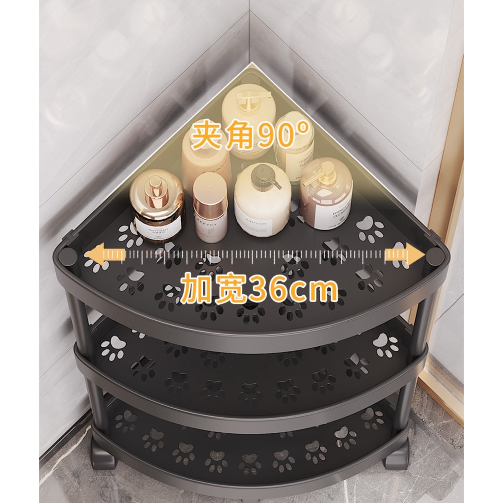 S39 - S40 Rak Dapur Triangle 3 SUSUN/ 4 SUSUN Plastik Rak Troli Susun Rak Sudut Rak Susun Roda