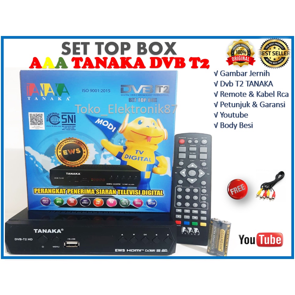 Set top Box Tanaka DVB T2 new Siaran Digital Standar SNI Kominfo