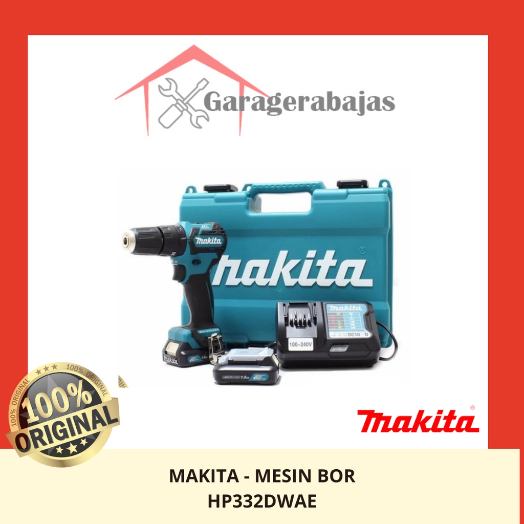 Makita Hp332dwae  Mesin Bor Baterai Cordless Tembok Beton Hp 332 Dwae