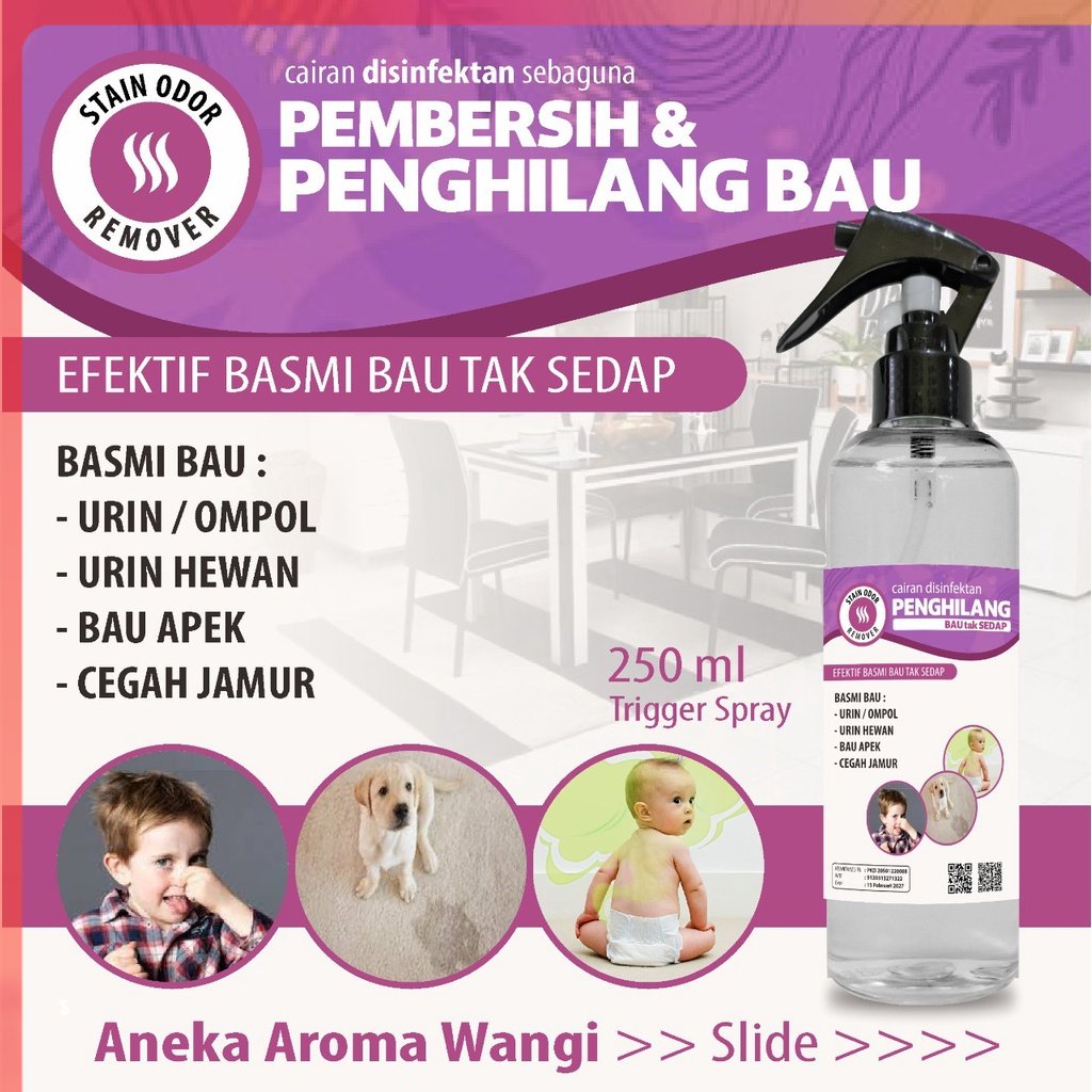 Pembersih Noda Dan Penghilang Bau Kencing Pipis Bayi,Hewan,Bau Tak Sedap Aroma Segar Kemasan 250ml Spray PREMIUM QUALITY