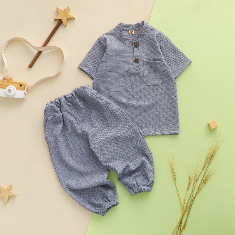 Setelan Anak Laki Laki Baju dan Celana Joger 2-6 Tahun | Set Joger Anak  | Setelan jogger WAFFLE UNIQLO PREMIUM 2-6 Tahun Koleksi Premium VOHARA