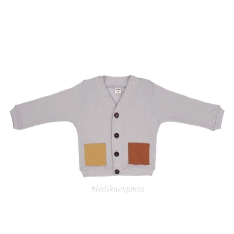 Dialogue Two Tone Pocket Cardigan Waffle / Cardigan Anak / Jaket