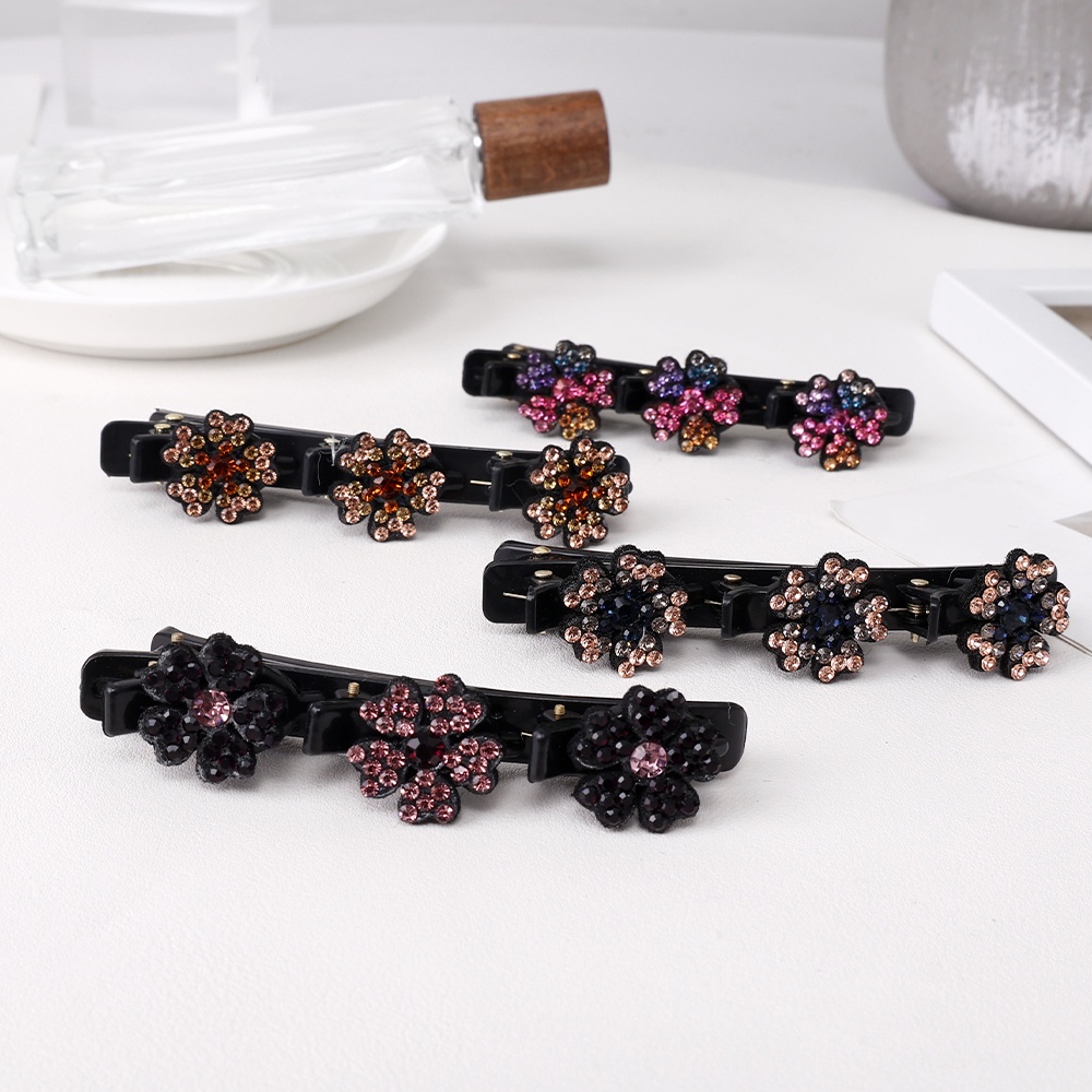 Jepit Rambut Poni Samping Desain Bunga Bahan Akrilik Kristal Berlian Imitasi Berkilau Gaya Korea Untuk Wanita