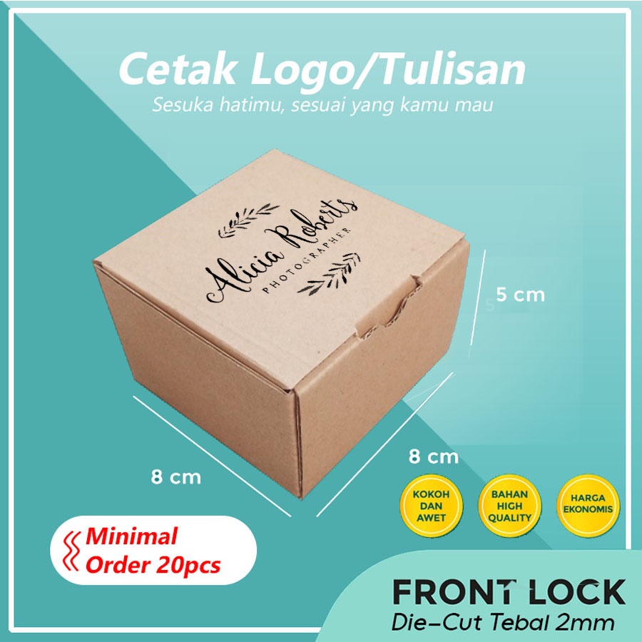 

(+SABLON) Kardus Custom Online Shop Uk. 8x8x3 cm / Dus Custom Packaging Olshop Souvenir Wedding / Kardus Box Gife Kado Aksesoris Bebas Desain