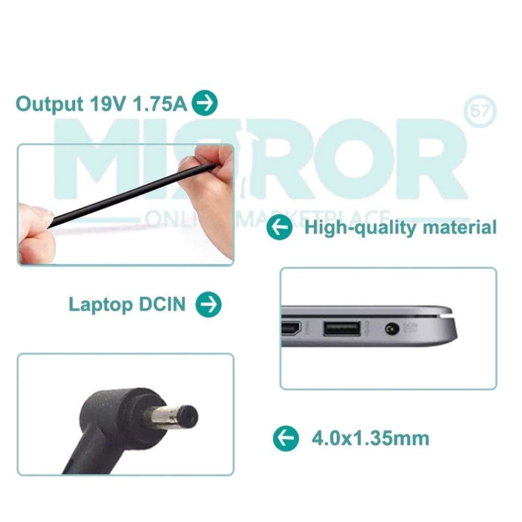 Charger Laptop Asus Vivobook S200 X200T X205T X202E X541NA AD890326 19V 1.75A 33W