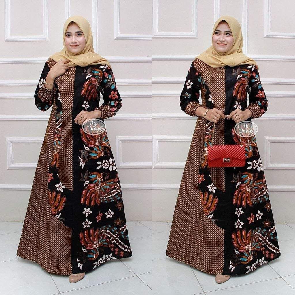 gamis batik kombinasi/gamis batik/batik wanita/batik gamis