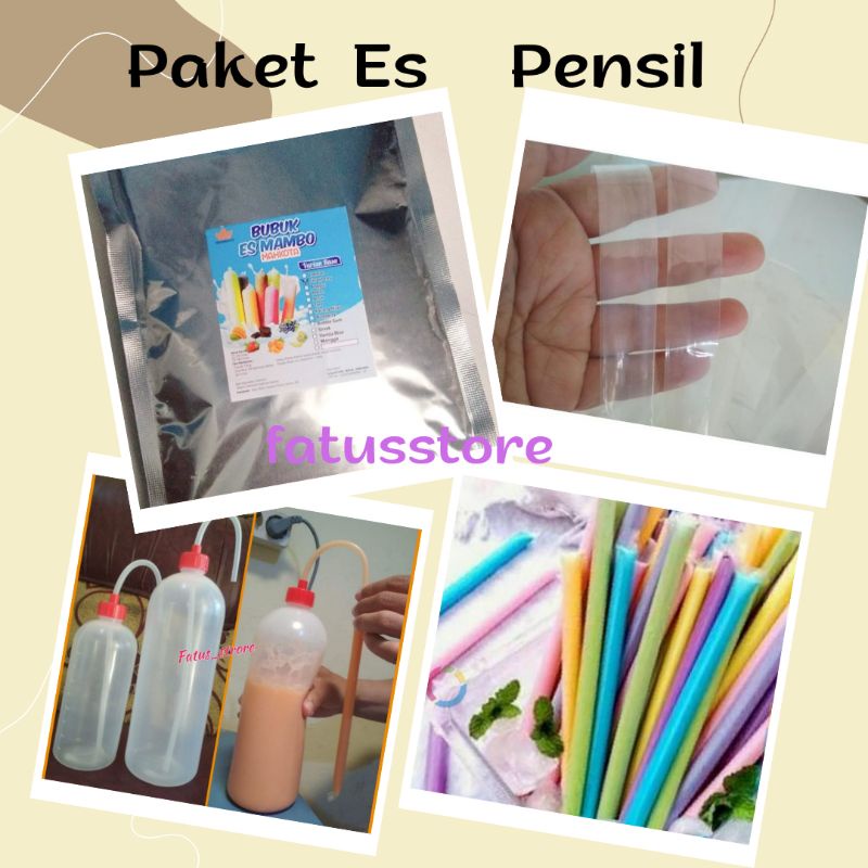 

PAKET PLASTIK ES PENSIL 1.8*23, BUBUK ES, PLASTIK ES PENSIL, BOTOL PENGISI