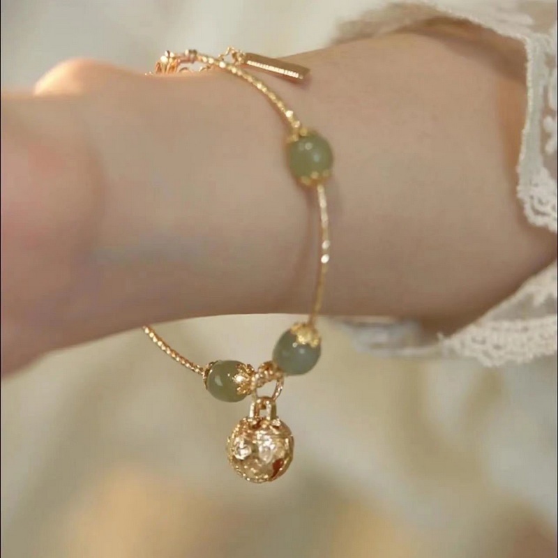 Hetian Yu Gelang Manikmanik Batu Moonlight Adjustable Untuk Wanita