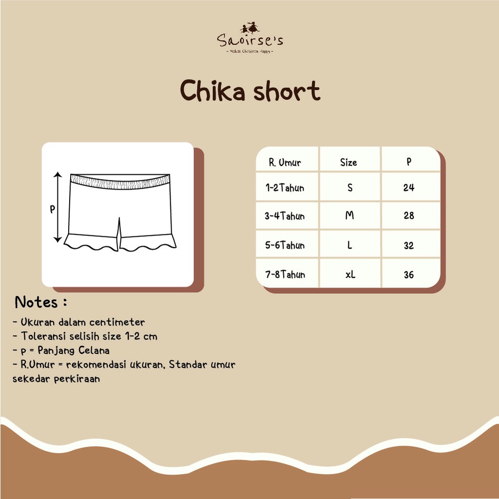 Chika short - Celana pendek ruffle anak perempuan katun by Saoirse's