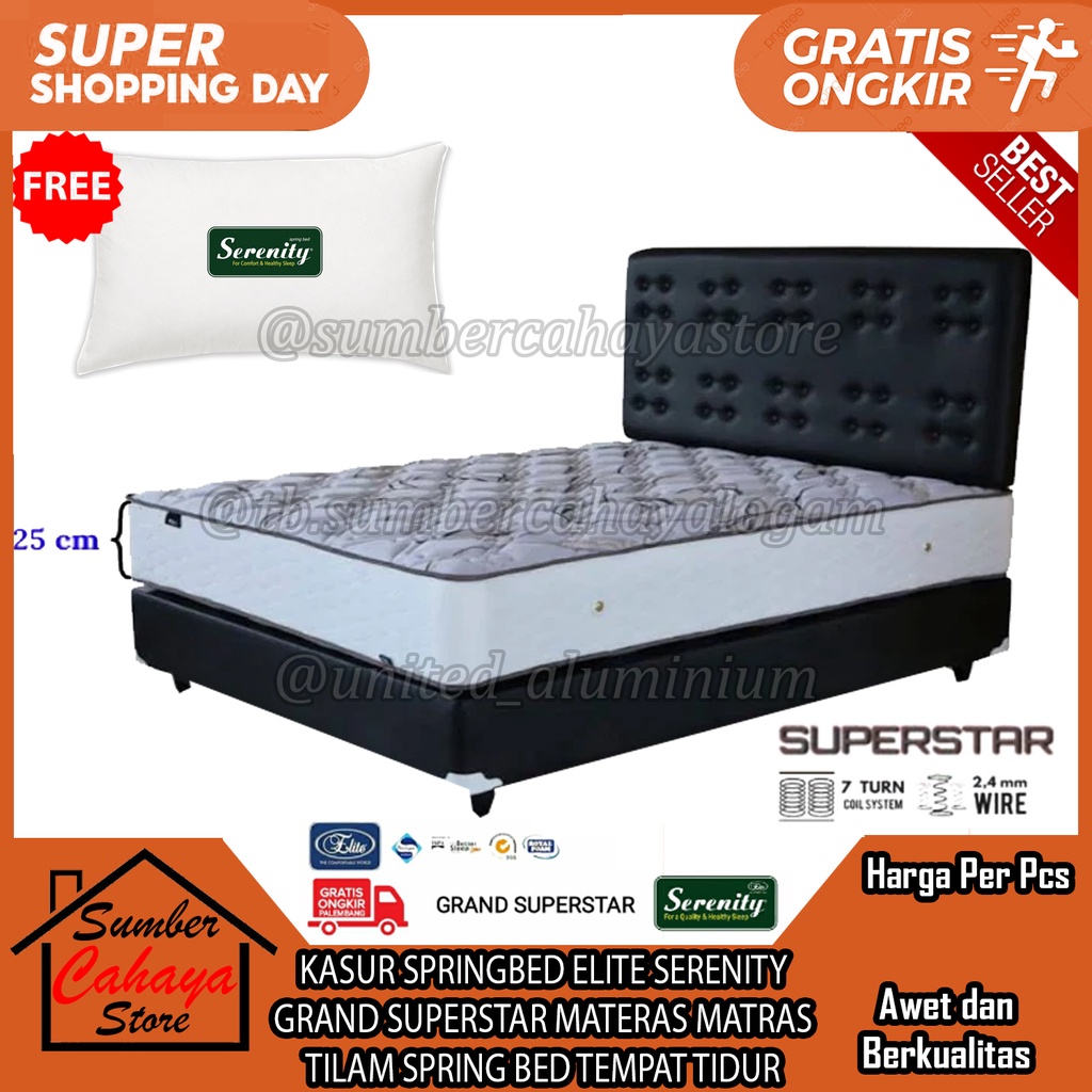 SPRINGBED KASUR  ELITE SERENITY GRAND SUPERSTAR MATERAS MATRAS BUSA TILAM SPRING BED EMPUK LEMBUT HA
