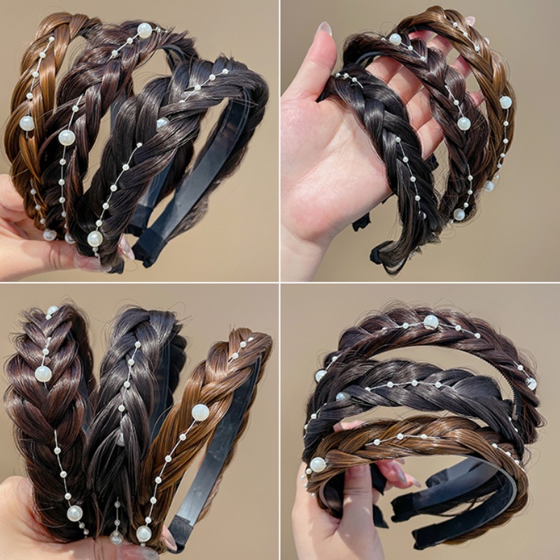 2pcs Headband Wig Kepang Tulang Ikan Gaya Korea Untuk Wanita