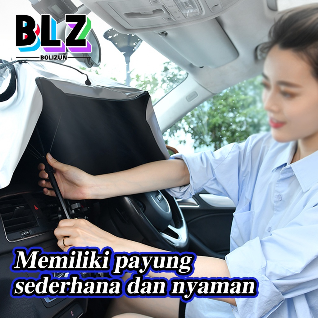 Bolizun Payung Pelindung Anti Panas Mobil Kaca Depan / Umbrella Sunshade/Ukuran terbuka 145x79cm