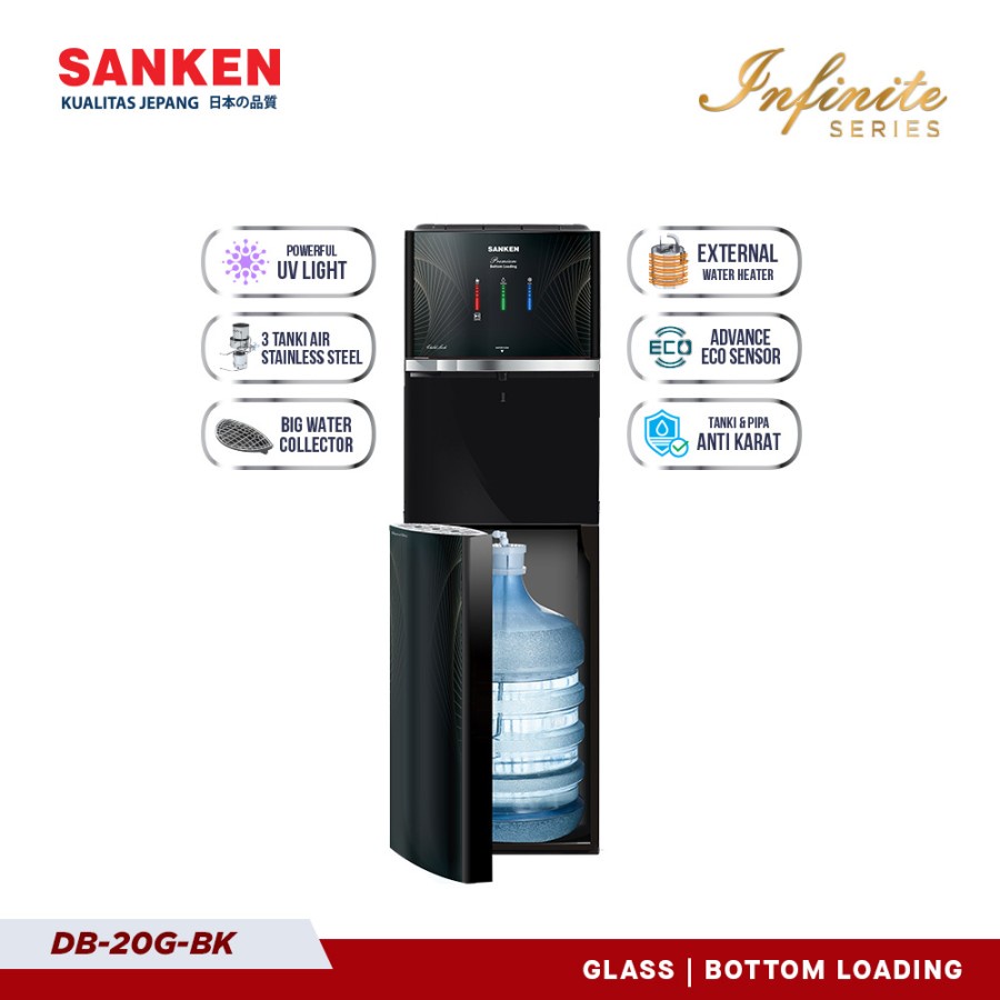 SANKEN DB-20G / DB20GBK Dispenser UV Sensor Eco Galon Bawah Dispenser Bottom Loading