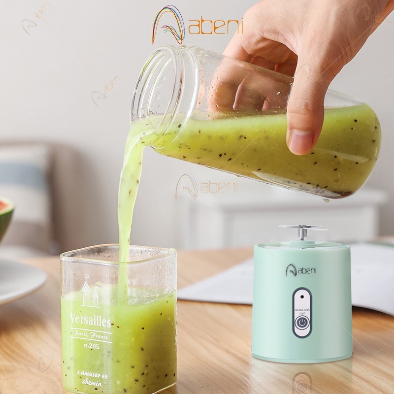 Abeni Blender Portable 400Ml USB Juicer Mini Multifungsi 4 Mata Pisau Kaca Menebal Cangkir