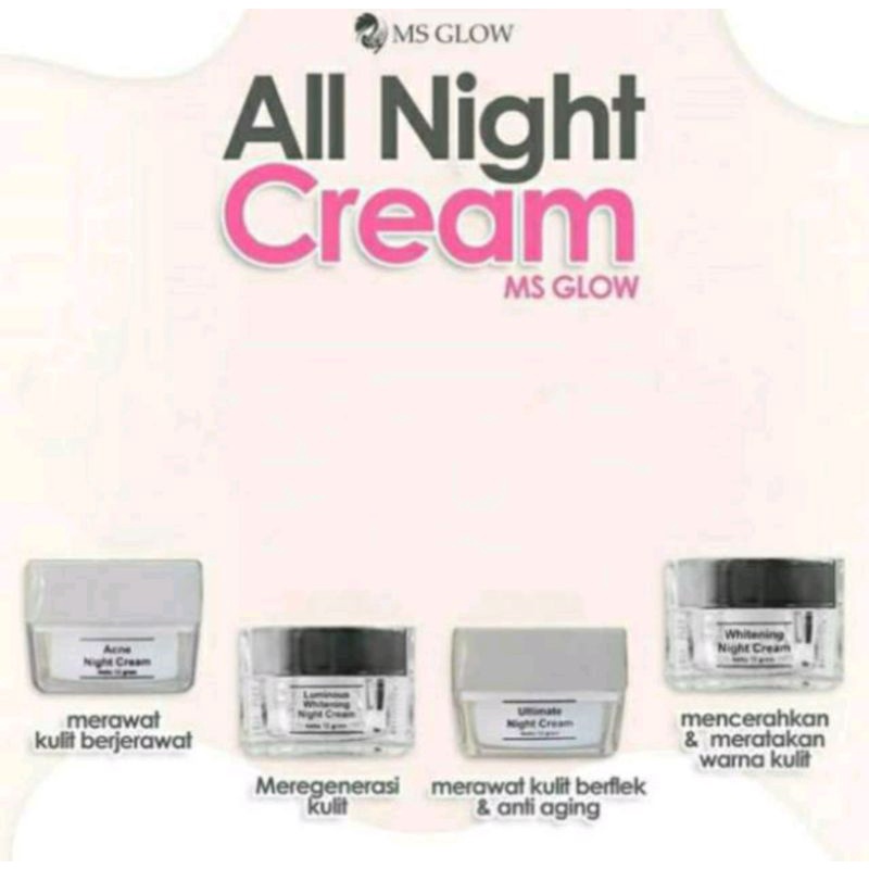 MS GLOW ECERAN ORIGINAL FACE WASH ACNE WHITENING DAY CREAM ULTIMATE NIGHT CREAM LUMINOUS WHITENING N
