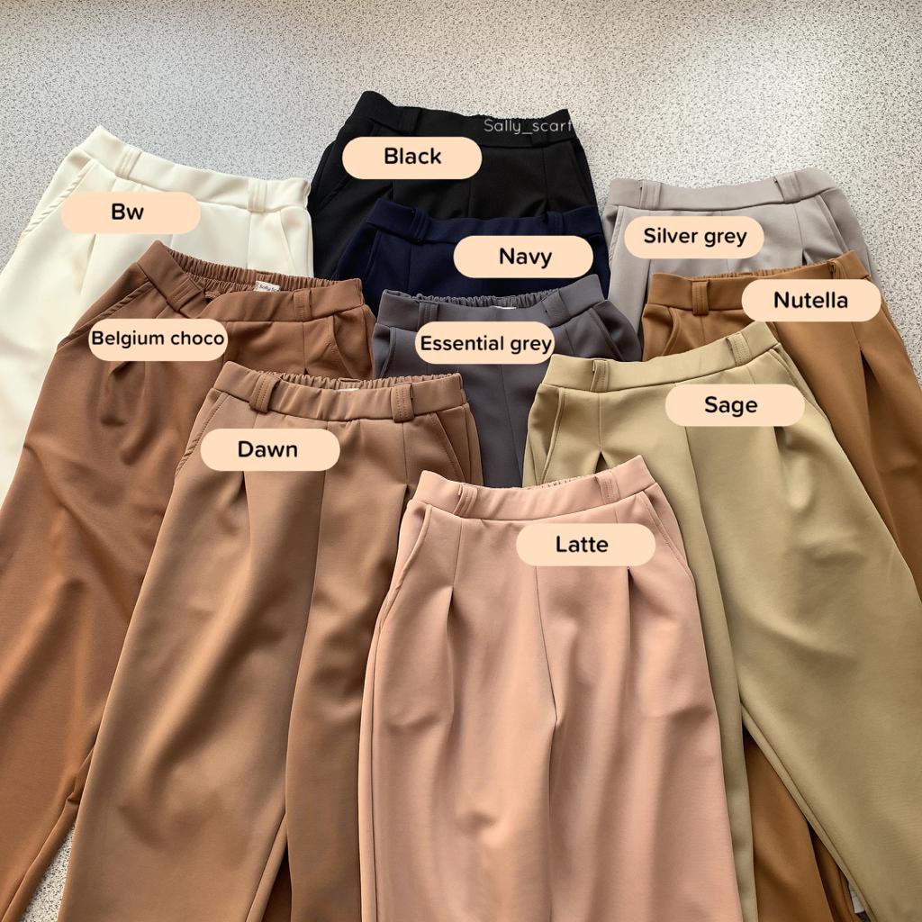 Baggy Pants Premium Scuba, Celana Wanita Basic
