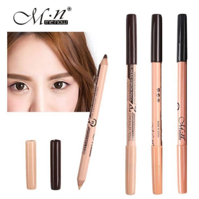 Menow Pensil Alis Brown 2in1 - Pensil alis+conclear