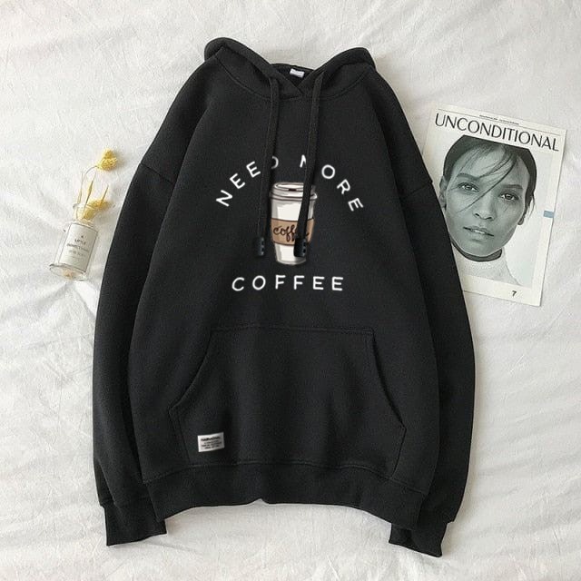 Parisdivarious Sweater Hoodie Jemper Need More Coffee Bahan Fleece Size S - XXL (Pria &amp; Wanita)