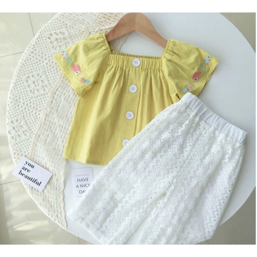 babyfit AQUA TOPAZ baju setelan anak perempuan celana kulot blus square neck import fd-1029