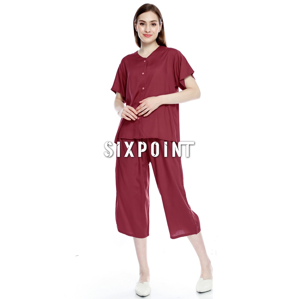 L XL XXL XXXL LD 100 110 120 130 Betania Oneset Rayon Polos Lengan Pendek Aneka Warna Setelan Piyama Standar Jumbo Sleep Wear Original SIXPOINT