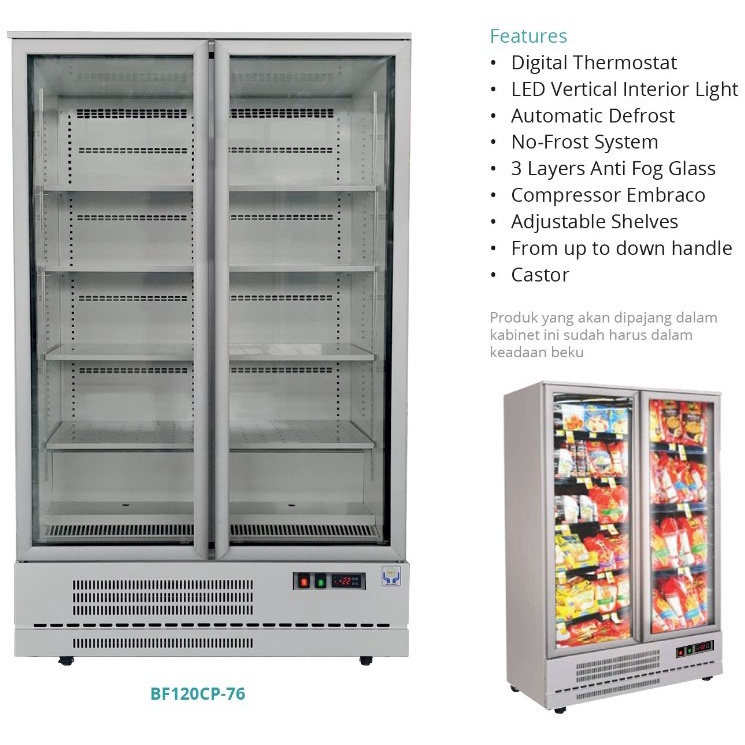 GEA BF120CP-76 Up Right Glass Door Freezer IMPROVED 1000 Liter 1050 Watt