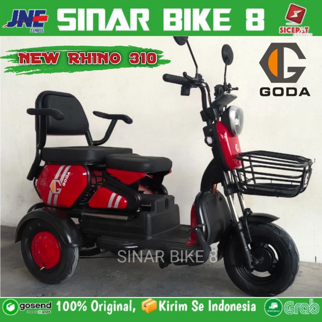 Sepeda Motor Listrik GODA NEW RHINO 310 Roda Tiga 600 Watt Electric