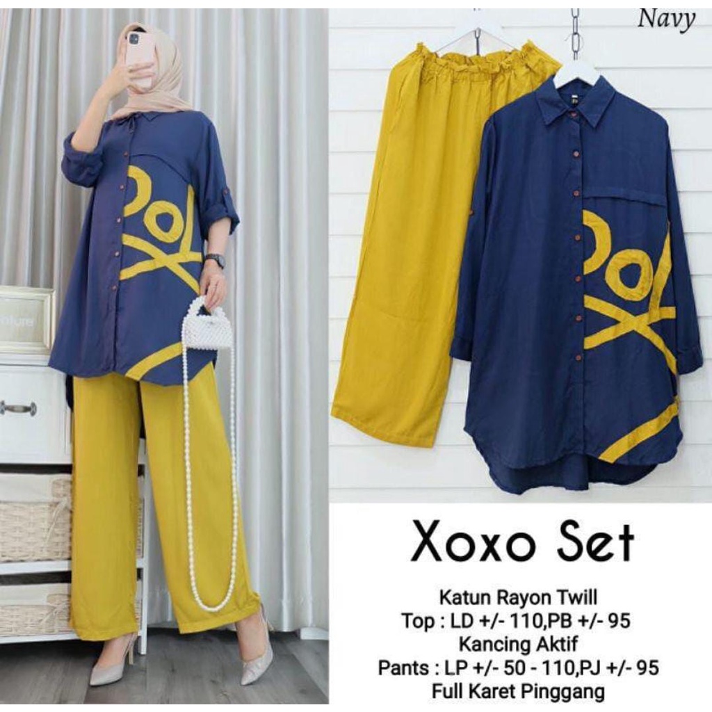 xoxo set setelan wanita atasan set