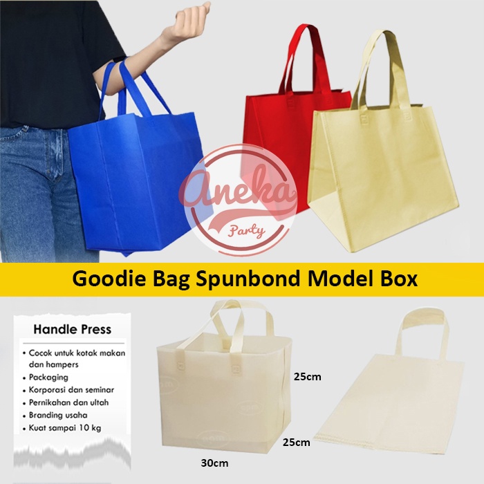 

Tas Spunbond box / godie bag spunbond jahit / tas souvenir spunbond box / tak kotak box