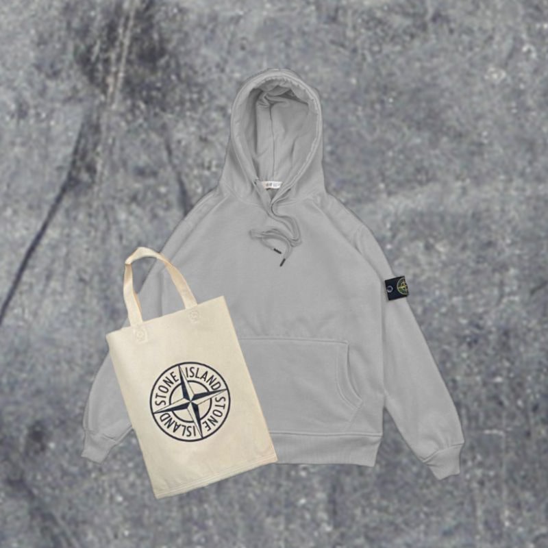 [BISA COD] HOODIE UNISEX STONE ISLAND FULL TAG FREE TOTEBAG