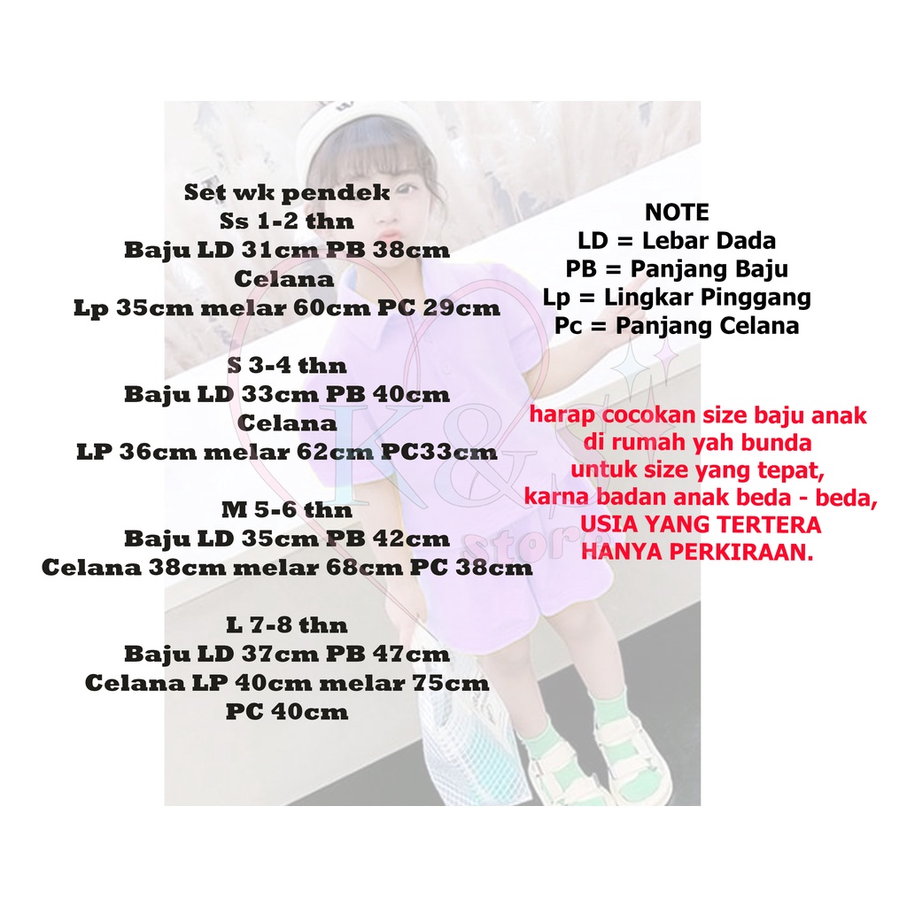 KS setelan celana pendek anak perempuan 1-8 thn - setelan anak gemoy - oneset anak perempuan - setcel anak perempuan