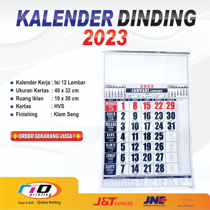 

KALENDER DINDING 2023 MURAH UK.48x32CM BULANAN DWIBULAN