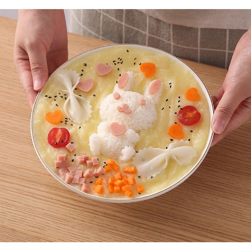 (BBH) cetakan nasi set / cetakan bento karakter / set cetakan bento kelinci / bento mold / rice moul