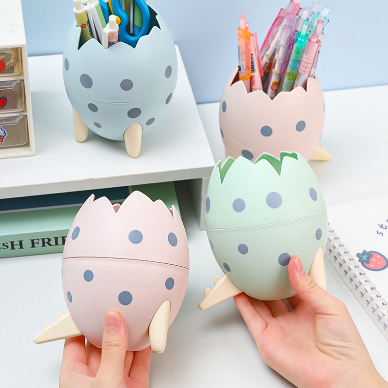 

Kawaii Dinosaur Egg Multifunction Pen Holder Desk Storage Accessories Cosmetic Organizer School Offi