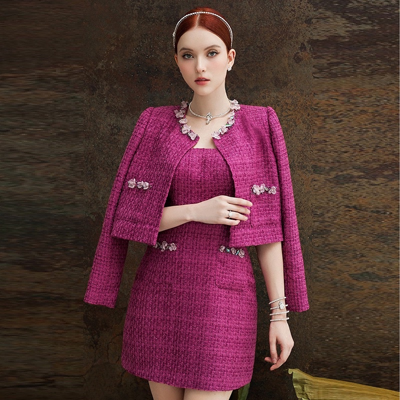 [Korean Blazer Series] Set Tweed Dress + Blazer Premium