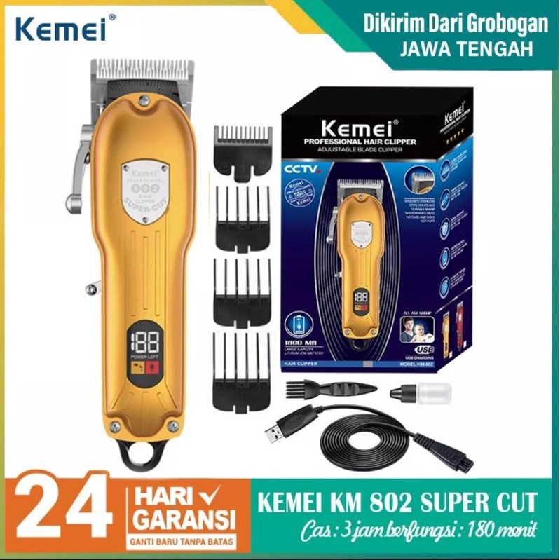 Alat Potong Rambut Kemei KM 802 Original Mesin Cukur Cas Hair Clipper Pangkas Dan Potong Rambut