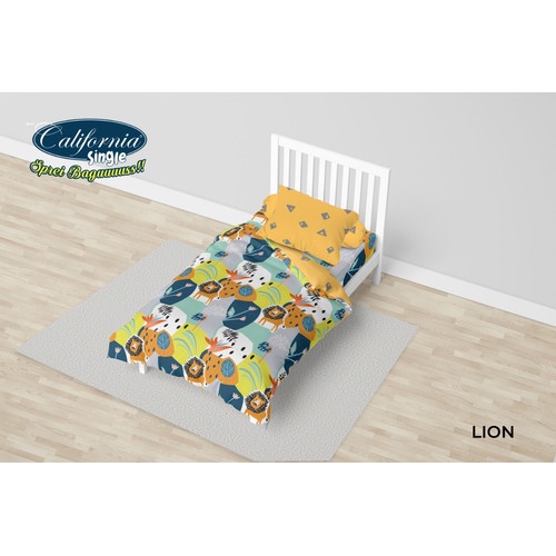 CALIFORNIA Bed Cover Single Full Fitted 120x200 Lion