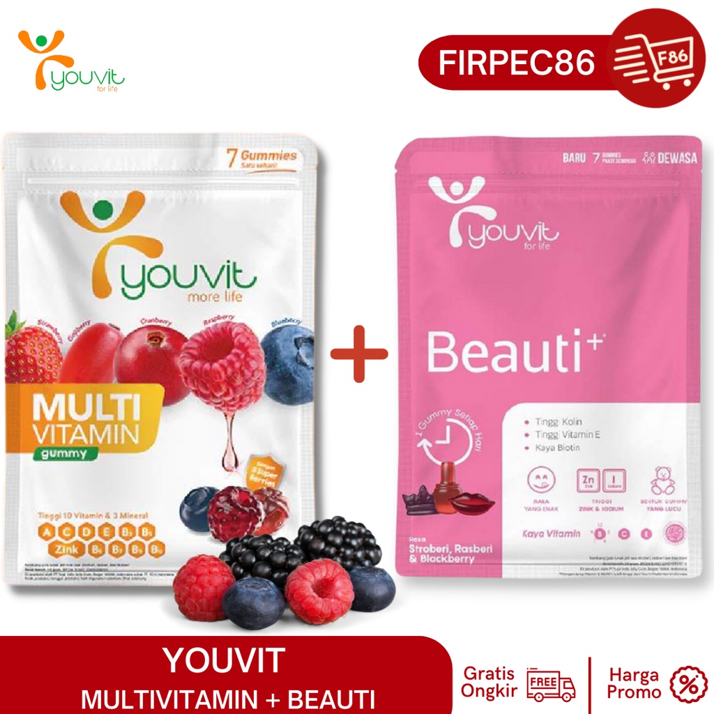 PAKET YOUVIT Beauti+1 Sachet +YVT Multivitamin Dewasa 1 Sachet dengan Vitamn