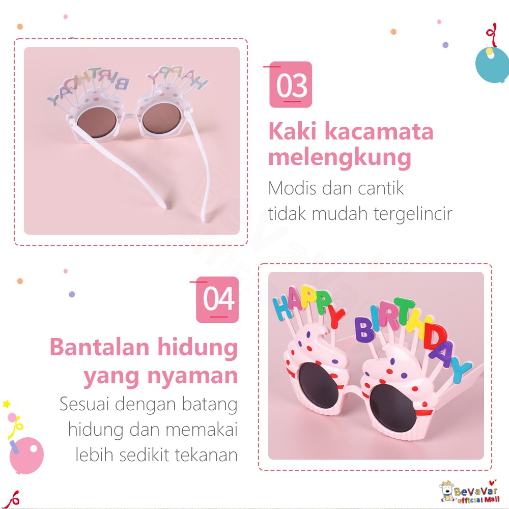 BEVAVAR Kacamata Happy Birthday Anak Dewas High Quality Import Birthday Glasses