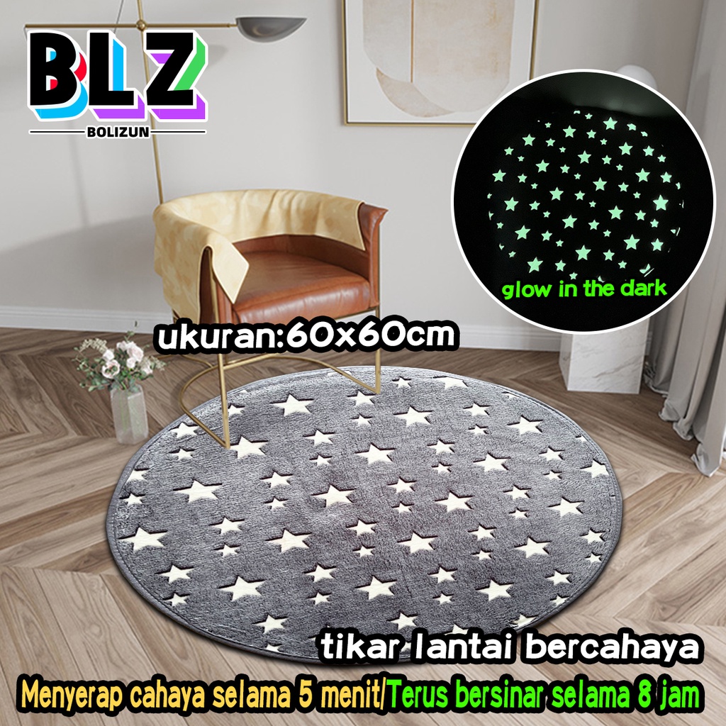 Bolizun Keset Kaki Empuk /karpet kamar tidur/ keset kaki murah/karpet bulu bulat/Glow in the Dark 60 x 60